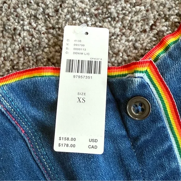 NEW Pilcro Button Front denim strapless dress Rainbow XS $158 RV Anthropologie - Picture 5 of 16